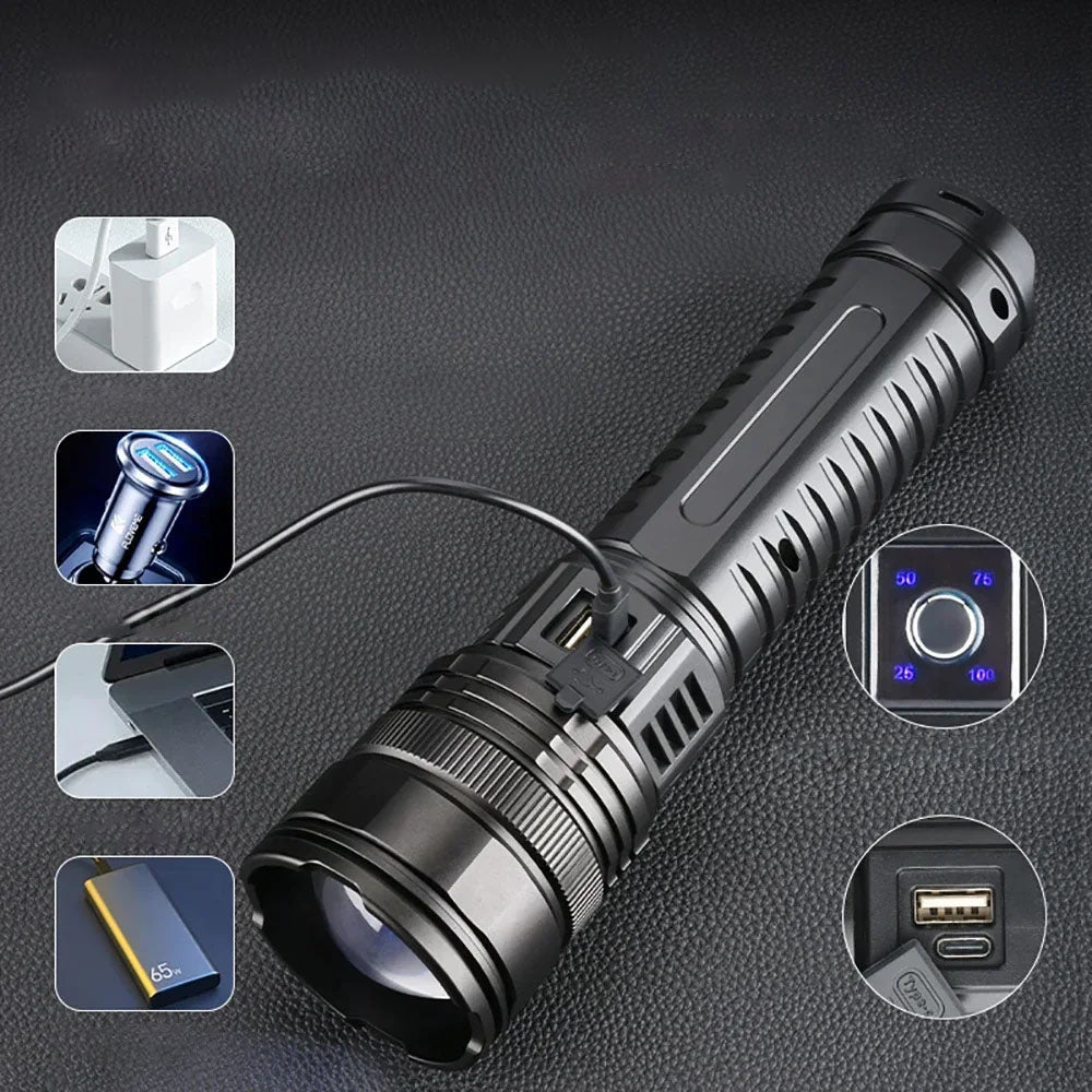 Lanterna LED ESMARTER S33 – 10000 Lumens, 3km de Alcance, Recarregável e 5 Modos Lanterna LED ESMARTER S33 – 10000 Lumens, 3km de Alcance, Recarregável e 5 Modos